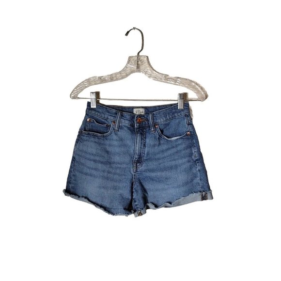 J Crew Shorts Womens 25 Denim High Rise Short Rolled Raw Cuff - Picture 1 of 11